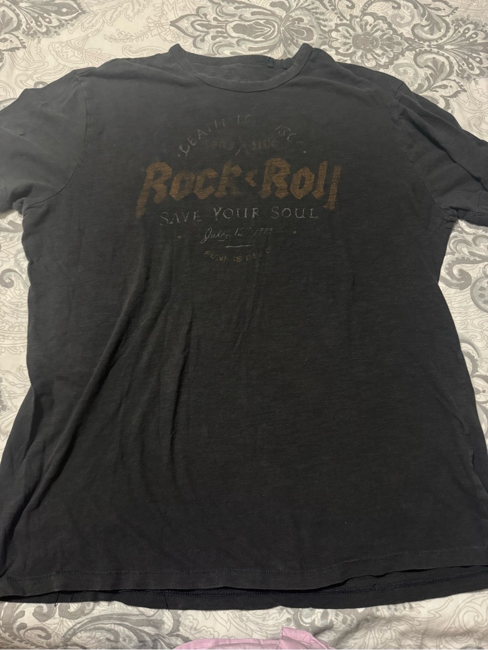 Lucky Brand Black Short-Sleeve Rock & Roll Graphic Tee